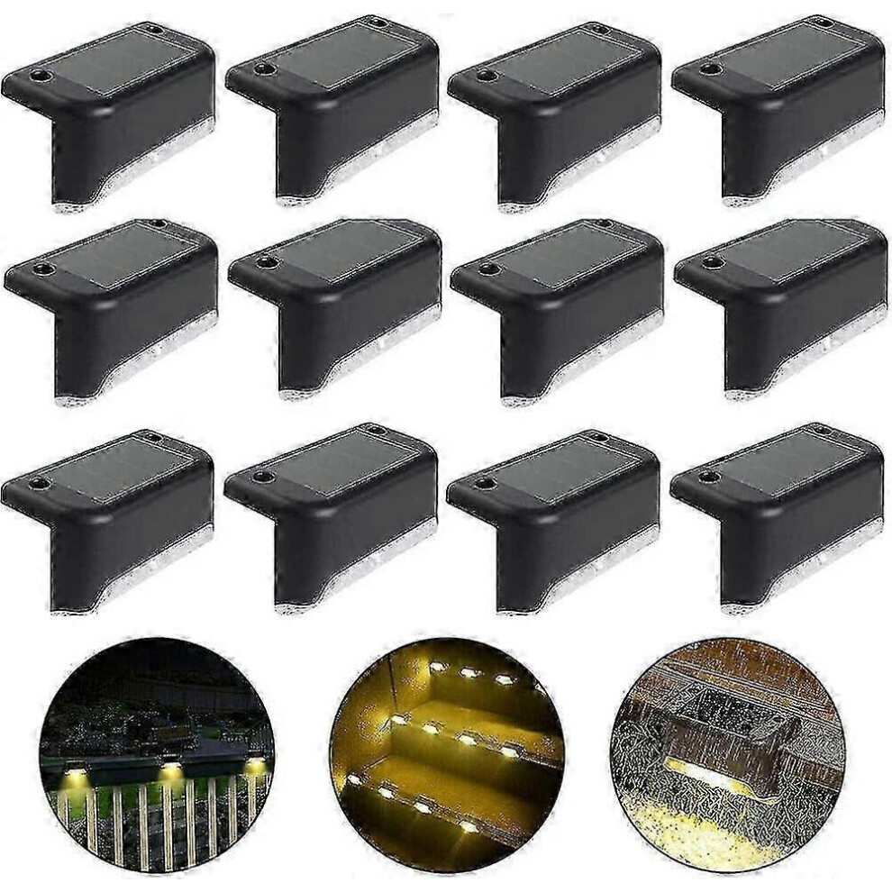 Ip65 Waterproof Solar Fence S, Patio S, Stair S - Led Solar Garden S For Patio Stair Fences - Warm (, 12Pcs) Light/Black