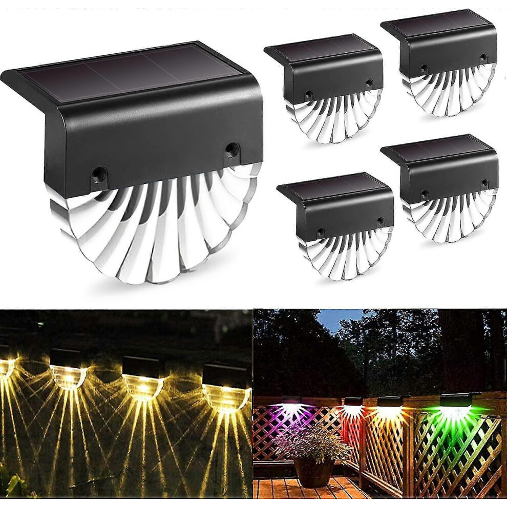 Set Of 4 Solar Lights For Fence Steps White