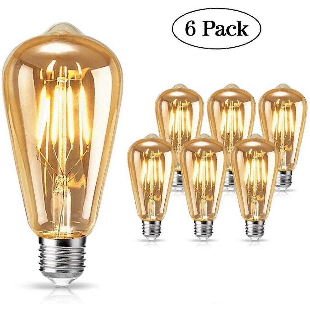 Vintage Edison Bulb E27, Led Edison Bulbs E27 St64 4W, Retro Filament Edison Bulb, Vintage Antique Decorative Lamp Warm For Restaurant White