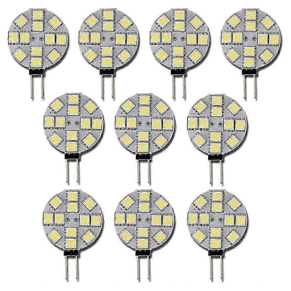 10 Pack G4 Led Bulbs Dc 12V Non-Dimmable 6000K Replacement For 20W Halogen Bulb White