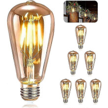 E27 Retro Light Bulbs, 6pcs, E27 ST64 LED, Antique Retro Edison Decorative Light, 4W Warm White Filament