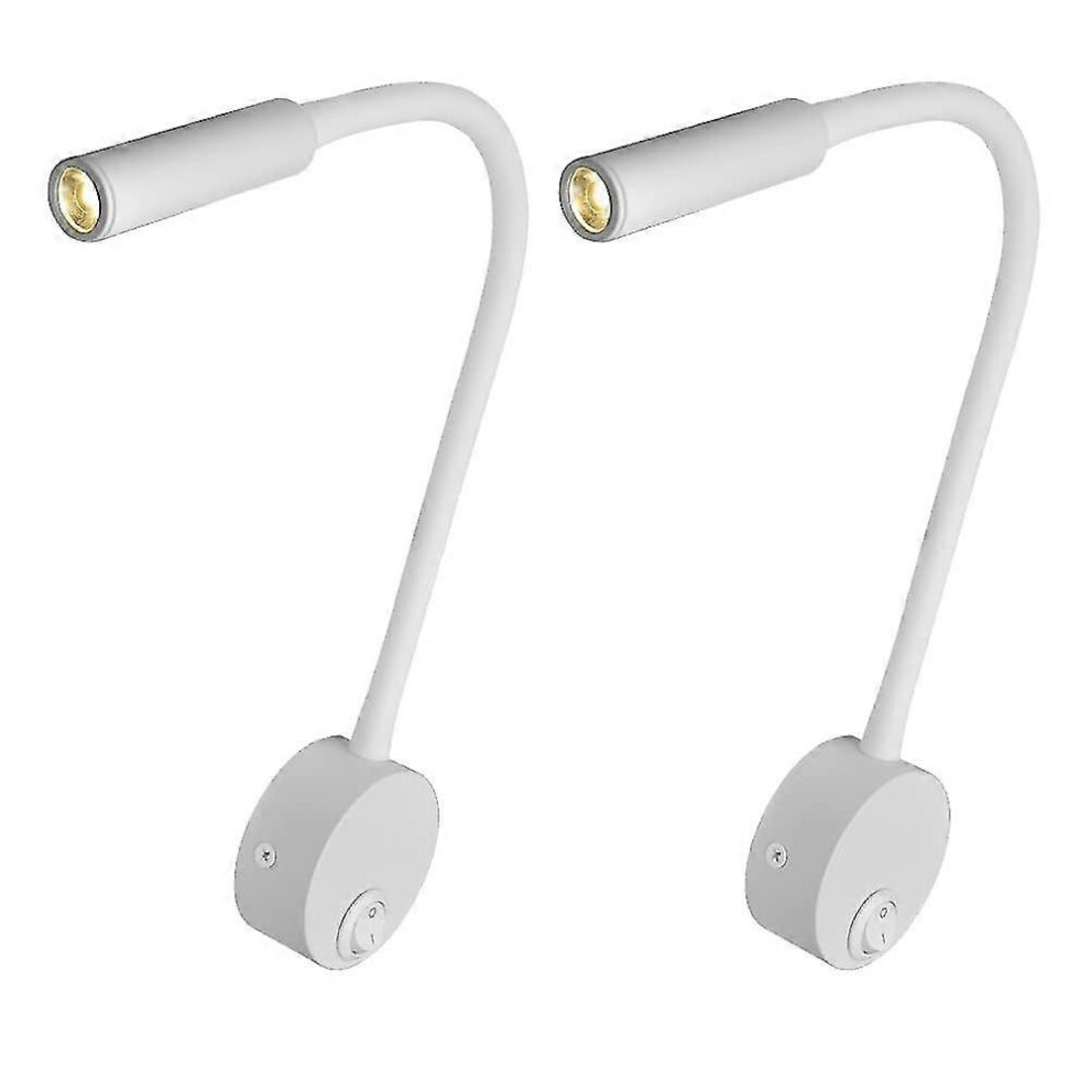 Pack Wall Spotlights - Spike Mount Bedside Lamp - Surface Mount, 3W, Night With Push Button Switch White/Light