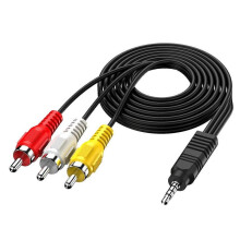 3.5 mm to RCA AV Camcorder Video Cable,3.5mm 18 TRRS Male to 3 RCA Male Plug Adapter Cord for TV,Smartphones,MP3, 5ft