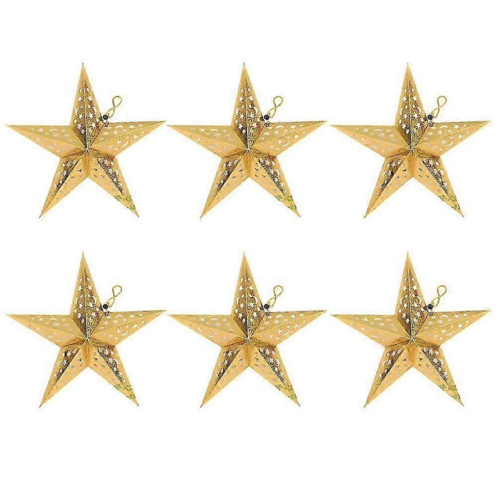 Set of 6 five-pointed star lampshades with pentagram pendants for indoor and outdoor use