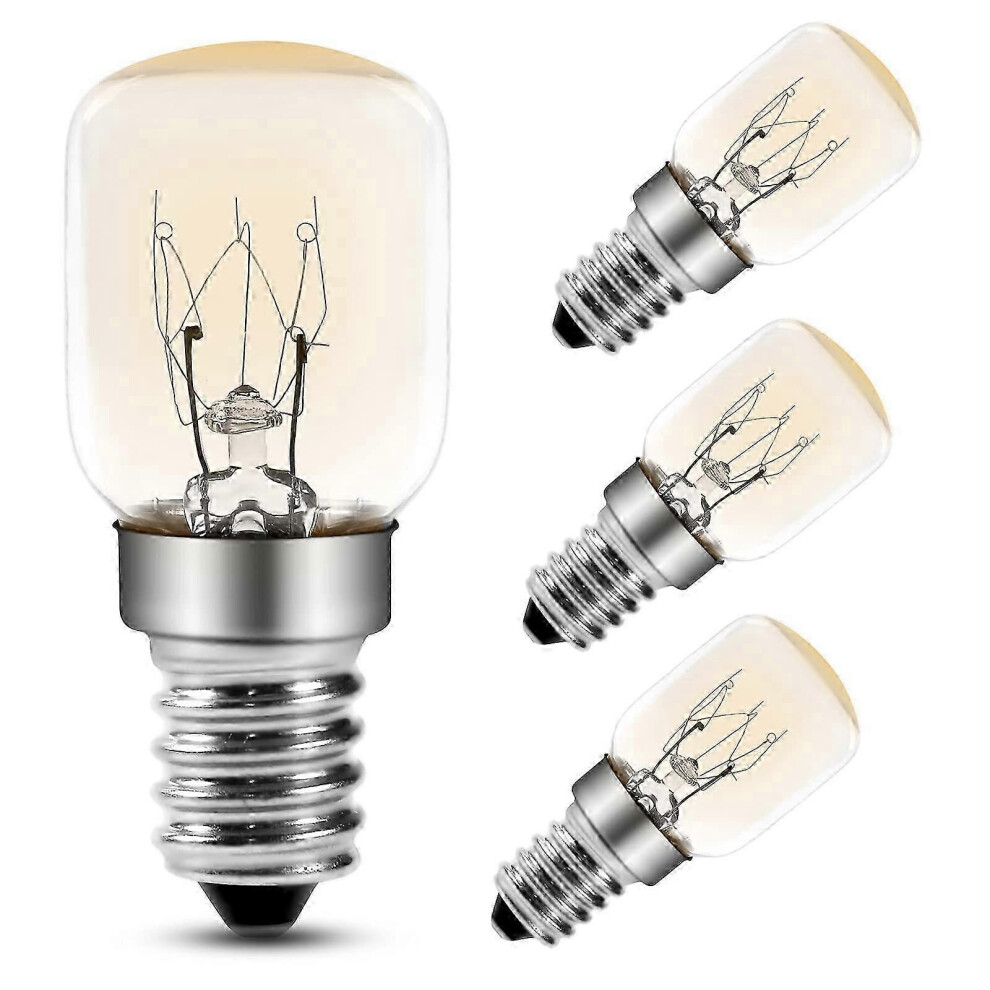 Oven Bulb 25W 300 Degree E14 T25 Incandescent Bulb 2700K Warm Dimmable Pygmy Bulbs For Oven, Microwave, Salt Lamp, Pack Of 4 Light/White
