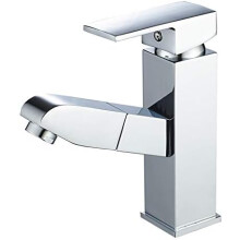 Kitchen Taps Copper Basin Faucet With Pull Out Spray Head, Hot And Cold Water, Square Wash Basin Sink Tap