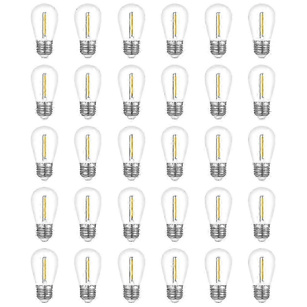 30 Pack Outdoor String Lights, Waterproof S14 Replacement Bulb, E26 Base, Warm White