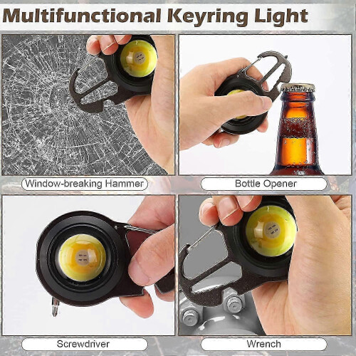Small COB Flashlight, 500lm LED Flashlight, Rechargeable Mini LED Flashlight, 7 Modes, Portable Work Light with Screwdriver and Bottle Opener for 2