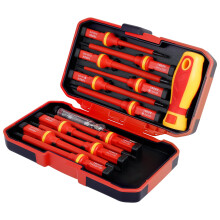 1000V Insulated Electrician's Screwdriver Set, One-Piece Plum Blade, 13-Piece Phillips Screwdriver Set, Premium