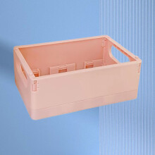 Light Pink Plastic Desktop Storage Box, Foldable & Stackable, 15x10x5.5cm