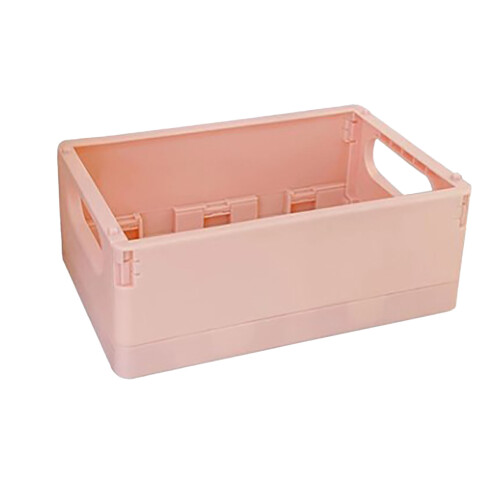 Light Pink Plastic Desktop Storage Box, Foldable & Stackable, 15x10x5.5cm 2