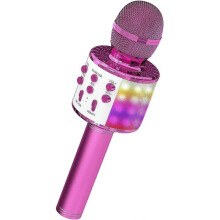 Karaoke Microphone for Kids, Wireless Bluetooth Karaoke Microphone with LED Lights, Portable Handheld Mic Speaker gift