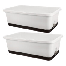 Rectangular Planter Boxes Self-Watering Plant Containers With Indoor/Outdoor Use Breathable Holes Garden Balcony Window