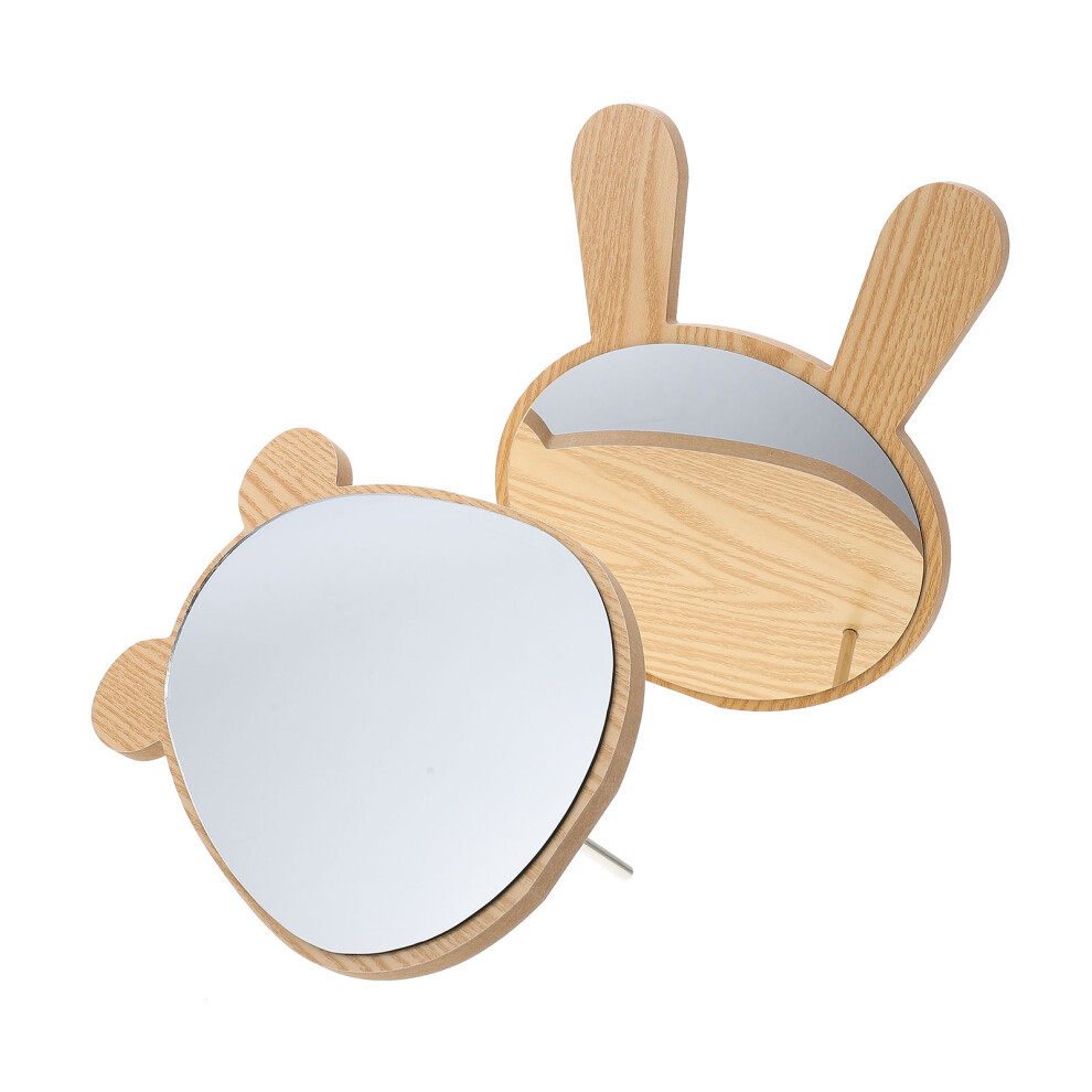 2 pcs wooden desktop makeup mirror with cartoon design for decor-image-OPC-PKM59JX-NEW
