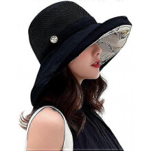 Women Mesh Sun Hats Summer Beach UV Protection UPF Packable Wide Brim Chin Strap