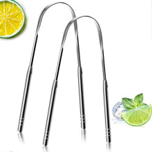 2 Pack Tongue Scraper, 100% Surgical 304 Stainless Steel Tongue Cleaner Professional Tongue Brush