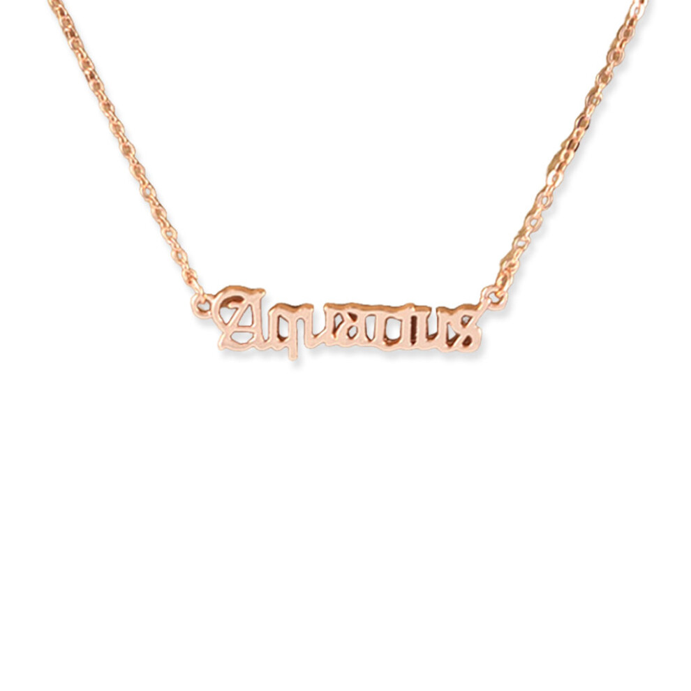 (aquarius) English Letter Friendship Necklace Ins Unique Charm Pendant Rose Gold-image-OPC-PKM5FY7-NEW
