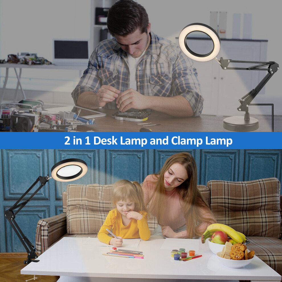 Light/Black 10X Magnifying With Dimmable Led & Clamp | 4.3" Lens,