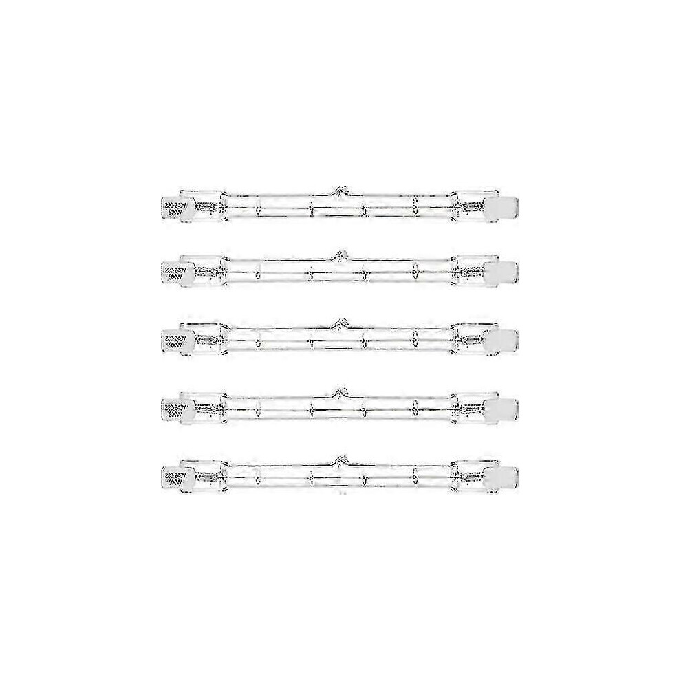 Pack of 5 R7s 500W J118 linear halogen bulbs, double ended, 118mm long.