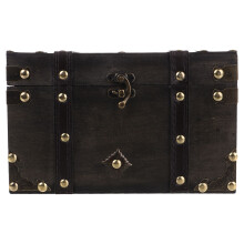 wooden chest box with lock vintage storage for jewelry toys dark grey