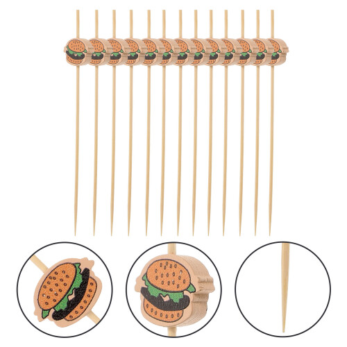 100pcs disposable bamboo hamburger picks for fruit sandwiches 1