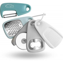Kitchen Gadgets 5 Pieces Space Saving Kitchen Accessories Cheese Grater, Bottle Opener, Fruit/vegetable Peeler (blue)