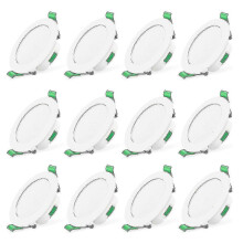 Set of 12 7W white LED recessed ceiling spotlights