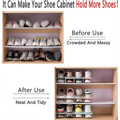 Shoe Slots Organizer 4 Pack, Double Layer Stack Shoe 50% Space-Saving Storage Shoe Rack 1
