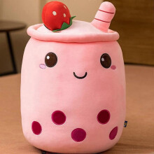 Boba Plush Pearl Milk Tea Cup Plushie Pillow Cute Cartoon Bubble Stuffed Toy with Suction Tubes