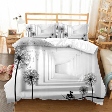 Duvet Cover Set Rose Flower Printing, Romantic Floral Bedding, Microfiber, King 230x220 cm, Grey, Includes Pillowcases