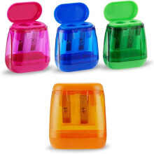 Pencil Sharpeners, 4 Pcs Pencil Sharpeners ,Dual Holes Compact Colored Handheld Pencil Sharpener with Lid