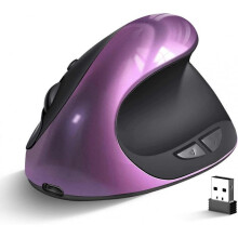 Ergonomic Wireless Mouse, Rechargeable Vertical Mouse Right Hand Small Mouse Adjustable 800/1200/1600 DPI for Laptop, Purple