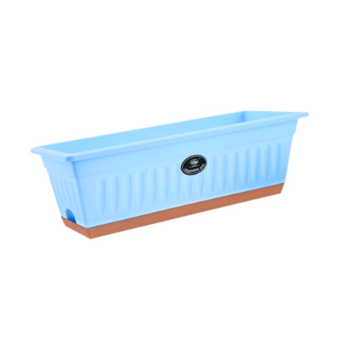 Flower Window Box Rectangular 50x19x16 Cm Vegetable Planter, Windowsill Planter With Drainage Holes, Blue
