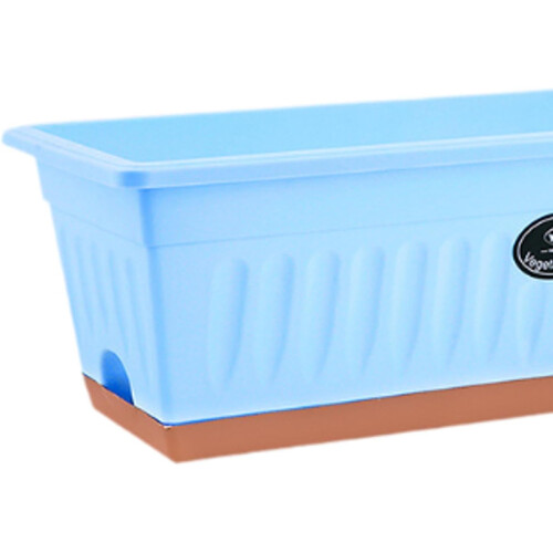 Flower Window Box Rectangular 50x19x16 Cm Vegetable Planter, Windowsill Planter With Drainage Holes, Blue 1
