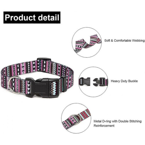Adjustable Nylon Dog Collar with Patterns, Soft Comfy Pet Collar for Small Medium Large Dogs (S, Arrow) 2