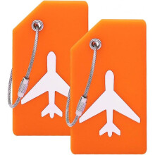 Silicone Luggage Tags with Name Id Cards Are Perfect for Quickly Finding Ovener's Luggage (orange 2 Pack Tags)