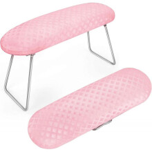 Nail Armrest Hand Pillow Microfiber Leather Nail Cushion Nail Pillow Foldable Professional Manicure Station with Stand (Pink)