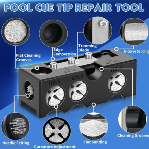 10 In 1 Pool Cue Tip Shaper Universal For Billiard Cues, Standard Size, Multi-Function Tip Maintenance Tool 1