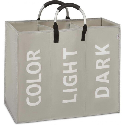 3 Sections Laundry Hamper Collapsible Bag Foldable Cloth Basket Portable Storage Bin