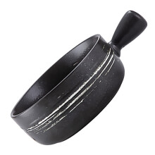 1Pc Black Ceramic Bowl with Handle for Baking Cooking Milk Pot