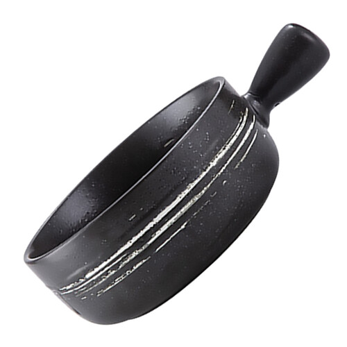 1Pc Black Ceramic Bowl with Handle for Baking Cooking Milk Pot