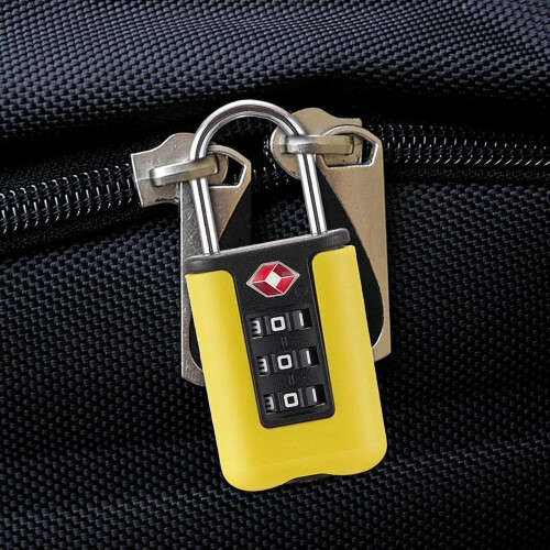 Luggage Locks - Combination Padlocks, Travel Suitcase Cable Lock, Customizable 4-Digit Code, Stainless Steel Cable, Yellow 2