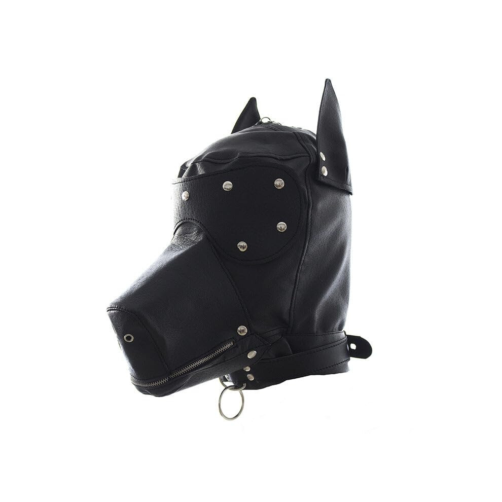 Black Puppy Hood Faux Leather Gimp Mask With Removable Eye Mask For Adults Bdsm Roleplay