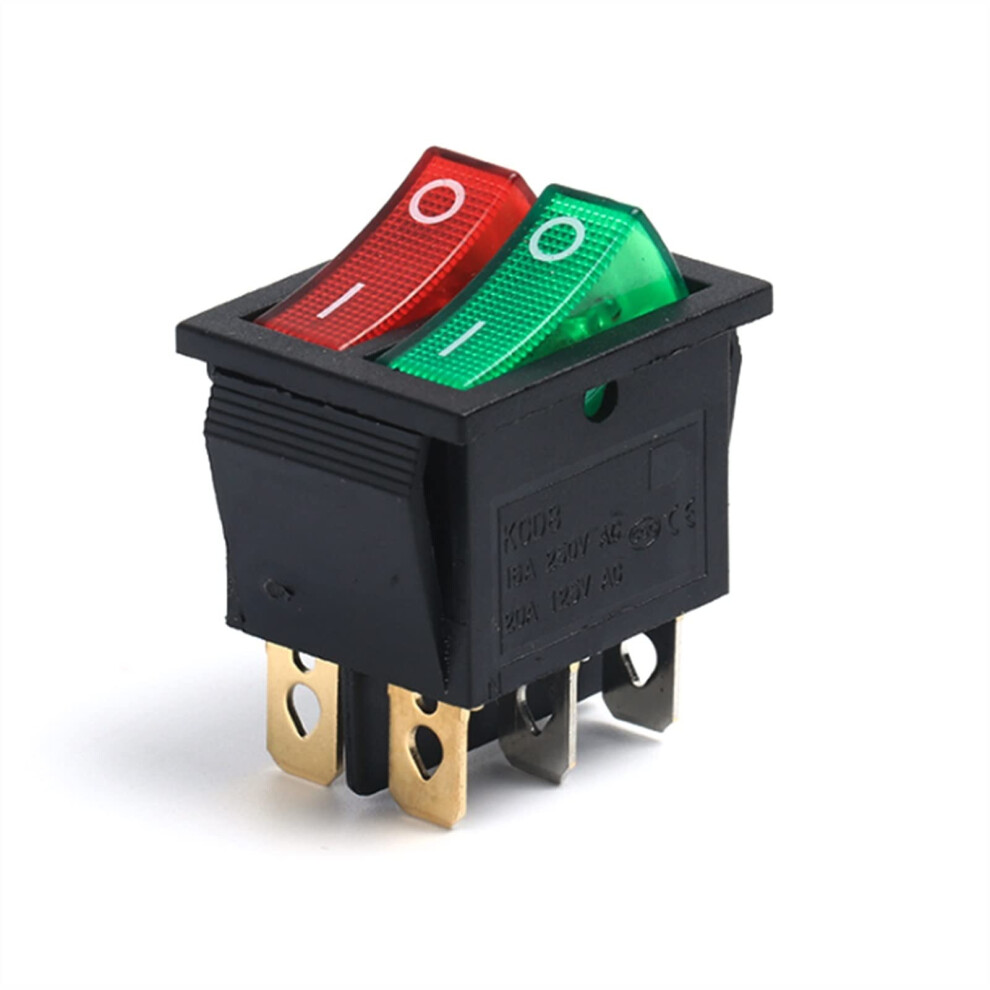 Rocker Switch 31X25mm Dpst 6Pin Snap-On On/Off Position Boat-Shaped Double Rocker 16A 250V Copper 9393856813858