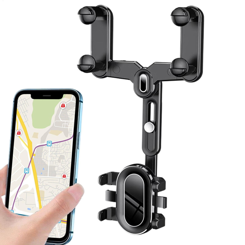 Car Rear View Mirror Mobile Phone Holder 360 Degree Rotating Anti-Shake Universal Phone Mount Fits Most Smartphones 9393856814015