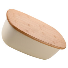 wooden bread box with lid for countertop kitchen storage organizer