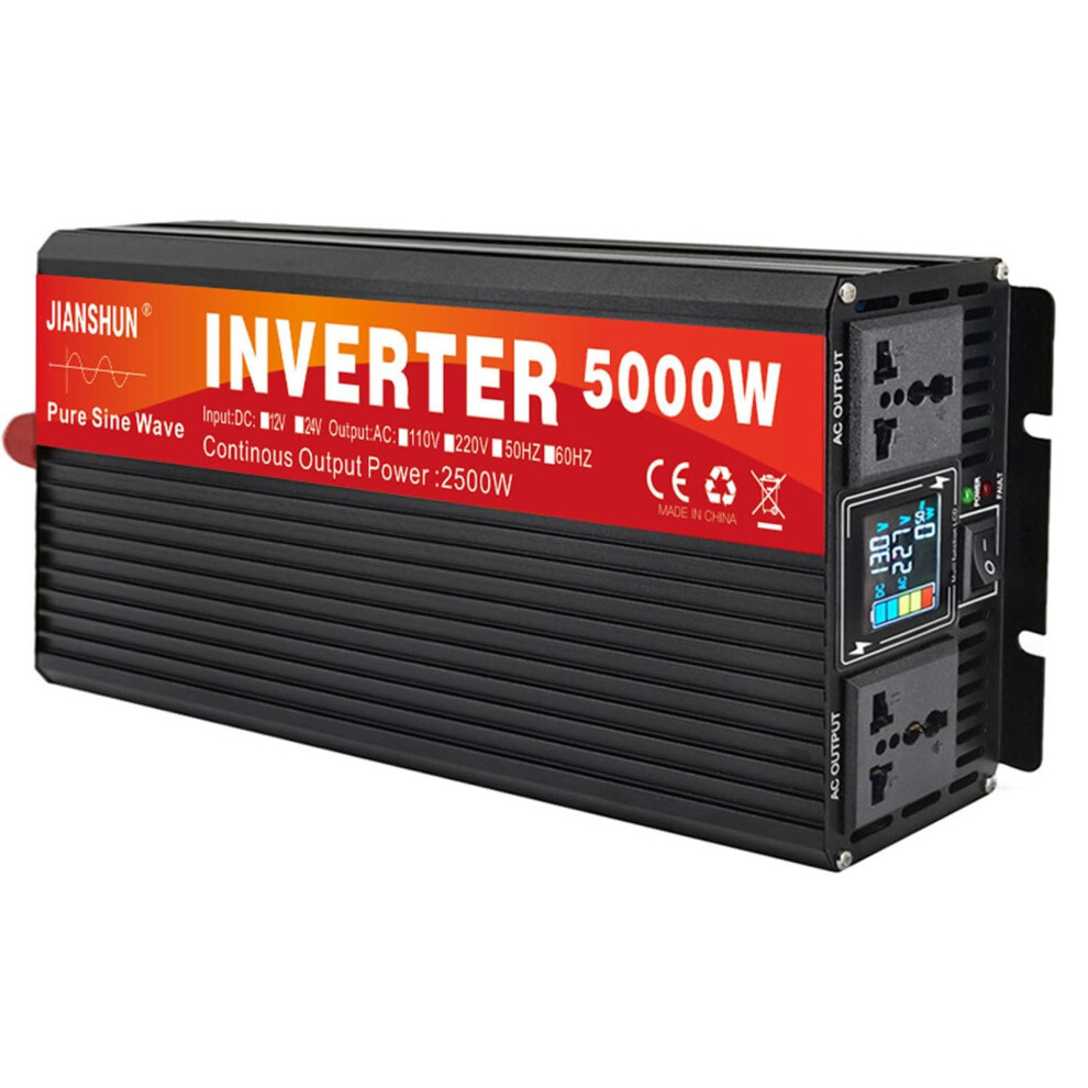 Pure Sine Wave Power Inverter 5000W 12V To 110V Dc To Ac With Lcd Display And Outlets For Rv Solar System And Vehicles 9354506800611