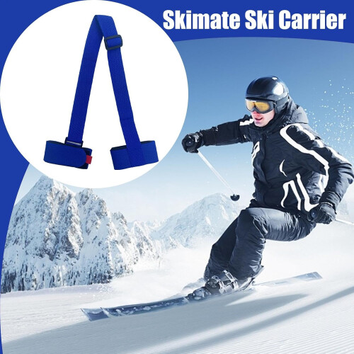 Ski Carrier Strap Adjustable Nylon Ski Carrier, Blue, Portable Binding Strap, Shoulder Ski Holder 1