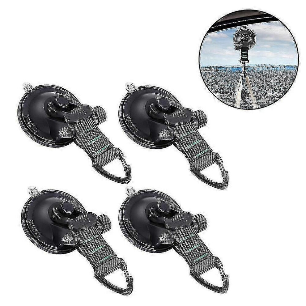 (Green) 4 Pack Suction Cup Anchors With Hooks For Camping Tarp Accessory As Car Side Awning Green