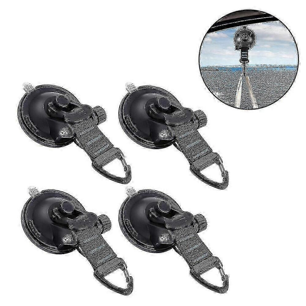 (Blue) 4 Pack Suction Cup Anchors With Hooks For Camping Tarp, Accessory As Car Side Awning 7302475148052